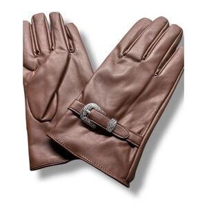 The Pioneer Woman Brown faux leather Gloves With Buckle - Size s-M